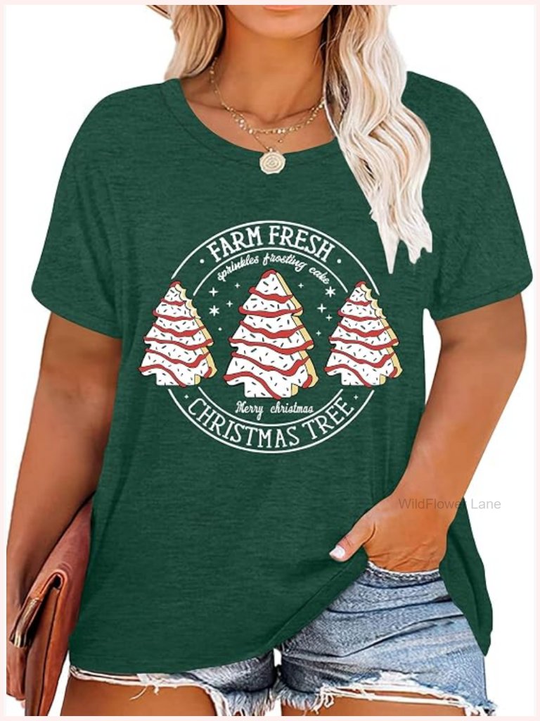 Plus Size Christmas T-Shirt Merry & Bright Leopard Print Oversized Tee